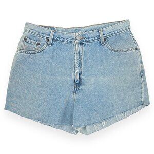 Vintage Levi's Levis 550 Relaxed Fit Regular Light Wash Frayed Denim Jean Shorts